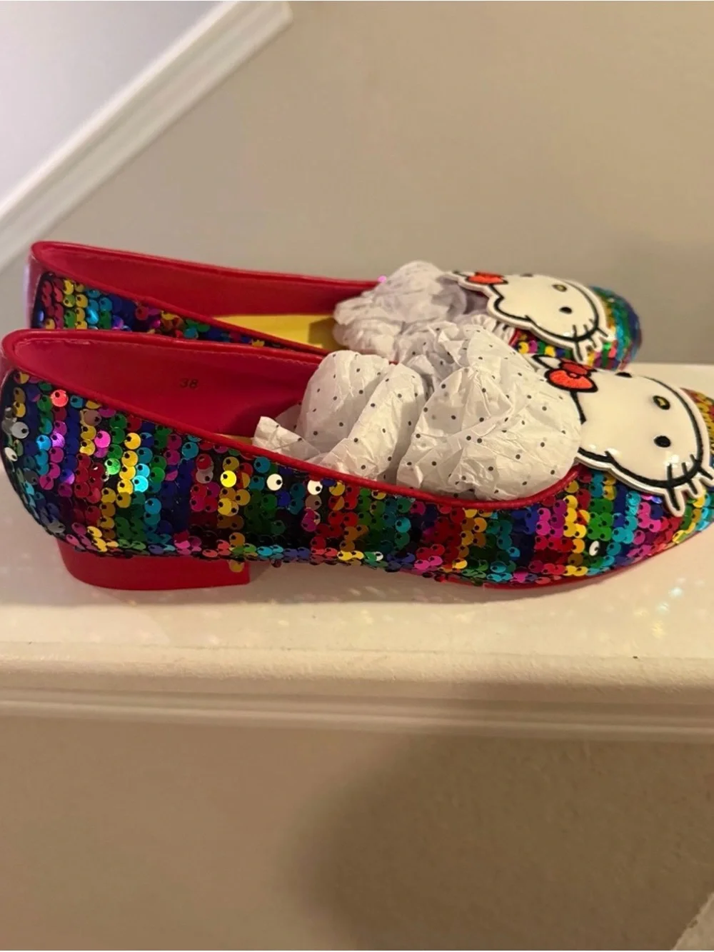 Modcloth x Hello Kitty Rainbow Sequin flats in US size 7 / 38